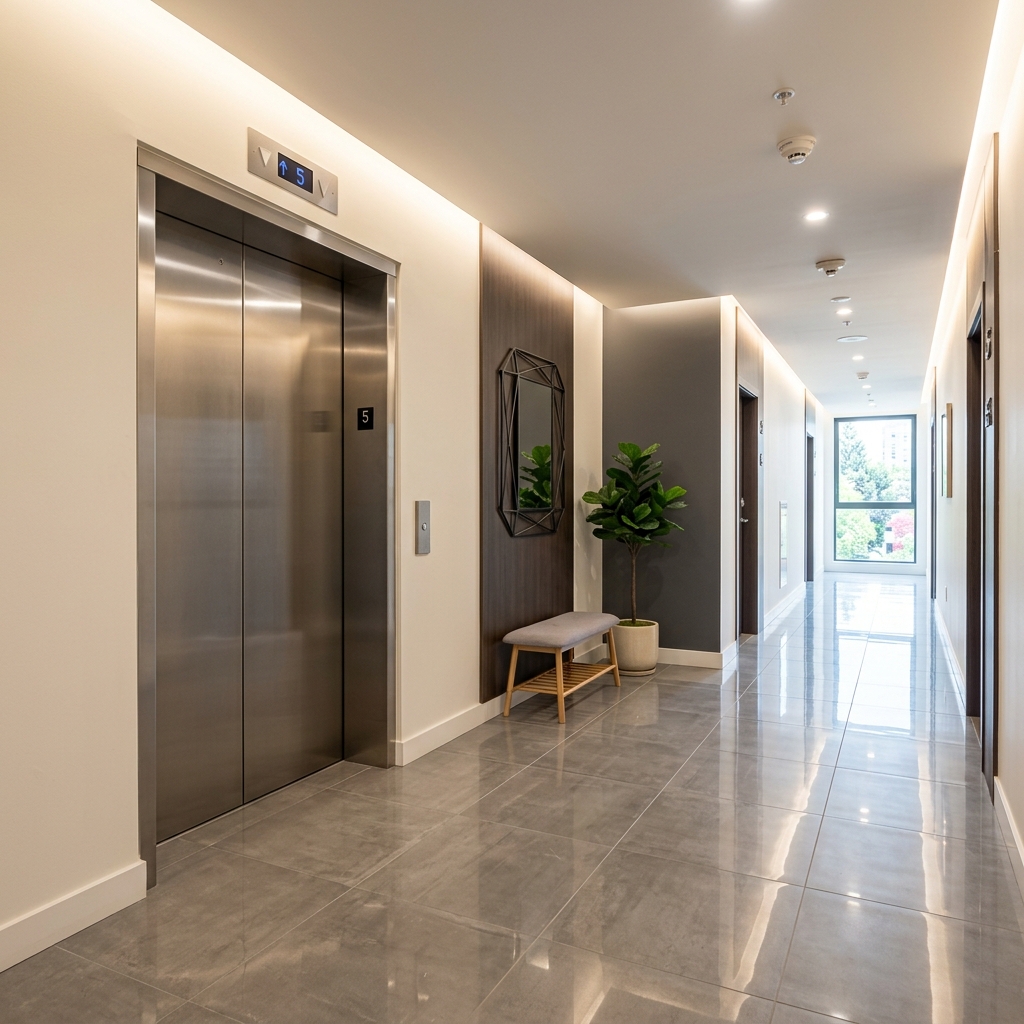 Limpieza de hall de ingreso en edificio corporativo